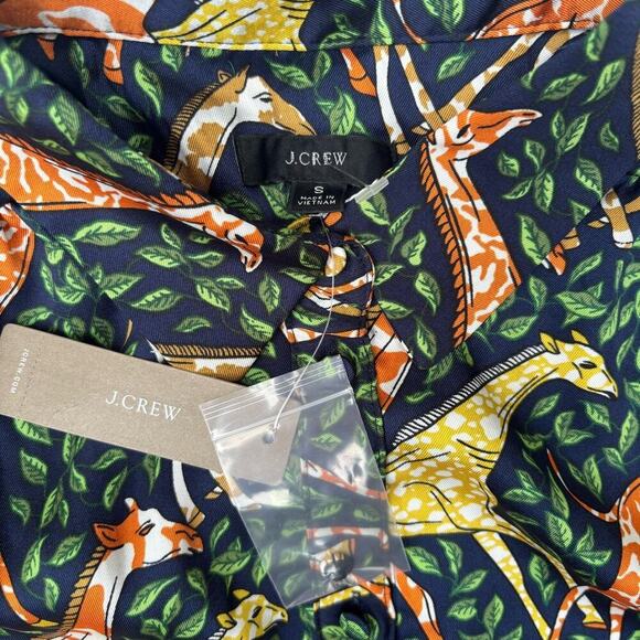 NWT J. Crew Giraffe Shirt Dress Size S Drop Waist Relaxed Fit Lined - Picture 5 of 15